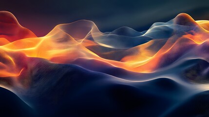 Poster - Dynamic abstract waves digital art vivid colors contemporary style 3d rendered visual concept