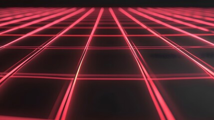 Poster - Dynamic red grid pattern art digital creation abstract visualization modern design low angle futuristic concept