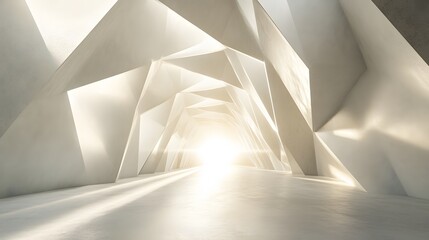 Poster - stunning light reflections in abstract architectural space modern gallery 3d visualization bright en