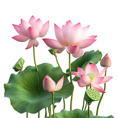 Wall Mural - Pink Lotus Flowers in Full Bloom