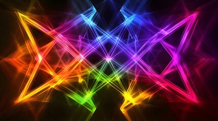 Poster - Vibrant light patterns dance in kaleidoscopic display abstract art digital creation dark background artistic perspective