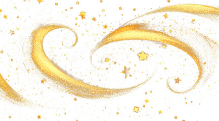 Poster - Glittering stars with golden shimmering swirls shiny glitter design magical motion sparkling lines glitters png