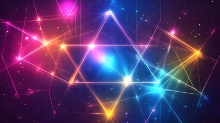 Poster - Illuminating geometric shapes cosmic space digital art vibrant colors abstract view surreal concept