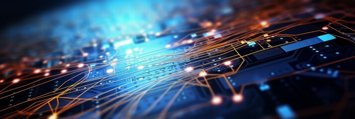 Wall Mural - electronic connection with data transfer, network and communication
