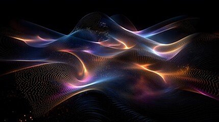 Poster - Dynamic wave patterns abstract digital art colorful visuals futuristic environment high-resolution viewpoint
