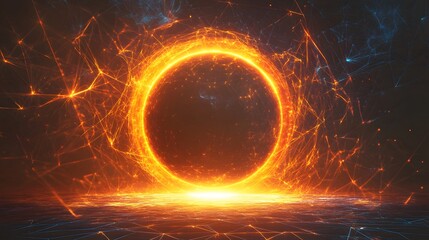 Poster - Dynamic energy sphere digital realm abstract art high-tech environment futuristic view conceptual imagery
