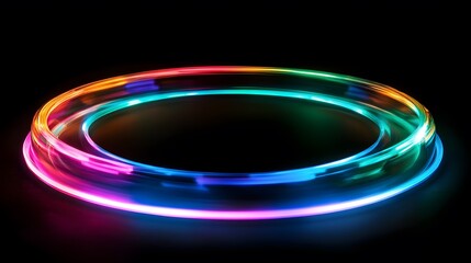 Poster - Illuminated circular display studio light art dark environment close-up view modern aesthetics for impact