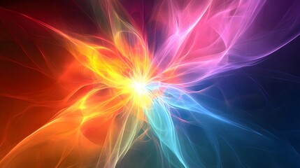 Poster - Dynamic color explosion abstract art digital creation vibrant patterns artistic environment wide angle view visual concept