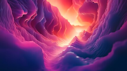 Poster - Surreal mountain landscape digital art abstract environment vivid colors dreamlike viewpoint imaginary concepts