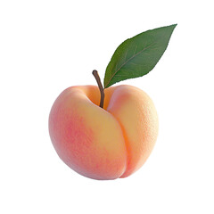 Wall Mural - A Single Peach with Leaf: A Vibrant Image of Freshness