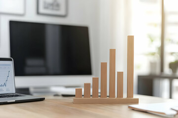 Poster - Office Desk Growth Chart Wooden Blocks Success