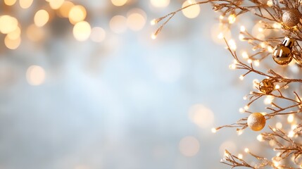 Poster - Christmas tree with gold and white ornaments hanging from it