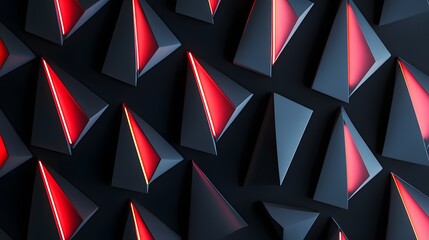 Poster - Dynamic red and black geometric shapes abstract art studio setting modern design close-up view visual concept