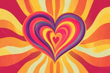 Poster - Colorful heart with a rainbow background