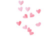 © john - Paper pink hearts fly on soft pink color background, border, copy space. Valentine day concept for design.