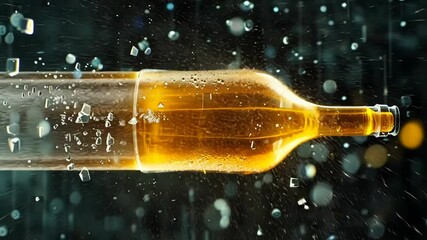 Poster - Exploring the sharp moment of a bottle shattering in an energetic and dynamic setting with vivid details