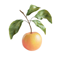 Wall Mural - A Single Apple with Leaves: A Still Life Study of Freshness