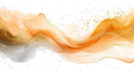 Poster - Matte white background with paint on it in featuring a smooth swirling blending of a glittering pastel peach