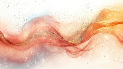 Aufkleber - Matte white background with paint on it in featuring a smooth swirling blending of a glittering pastel peach