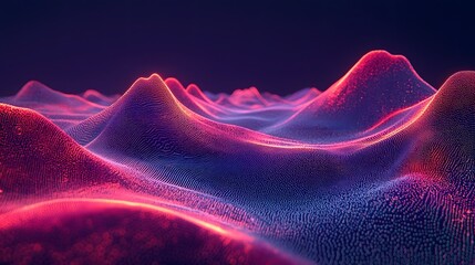Poster - stunning abstract visualization of futuristic digital data in a dynamic glowing neon landscape fract