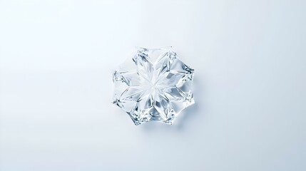 Poster - Ice Crystal Elegance, a minimalist design showcasing intricate patterns of an ice crystal alongside a delicate snowflake, embodying winter's beauty.