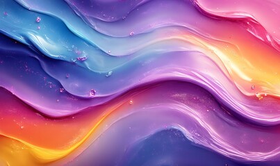 Poster - An abstract background featuring flowing liquid colors with iridescent holographic stripes