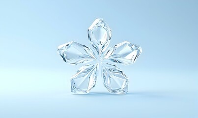 Poster - Ice Crystal Minimalism, a sleek and elegant representation of an ice crystal, showcasing intricate details in a clean, modern design.