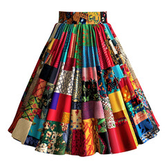 Vibrant Patchwork A-Line Skirt: A Kaleidoscope of Colors and Fabrics