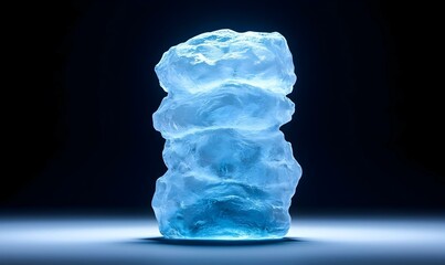 Poster - Glowing Ice Sculpture, a stunning display of intricate ice artistry illuminated with swirling colors, creating a magical winter atmosphere.