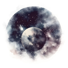 Wall Mural - Planet space watercolor poster wall art print clipart zodiac stone celestial