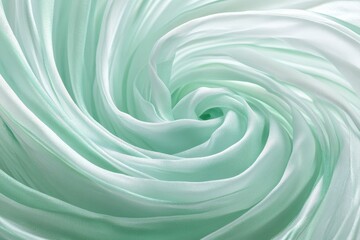 Wall Mural - Swirling, pale green, translucent fabric.