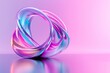 © Ai DreamscapesTH - Abstract 3D Render of iridescent pink and blue swirling glass shapes on purple background