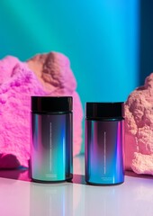 Aufkleber - Holographic Mycelium Packaging on Minimalistic Background with Iridescent Colors