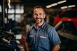 © NikoG - Smiling portrait of a middle aged Caucasian car mechanic in workshop