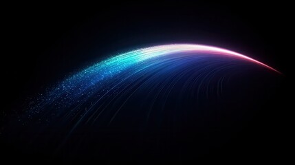 Poster - A vibrant arc of light trails across a dark backdrop. Suggests speed, innovation, or data flow. Ideal for technology or abstract-themed projects.