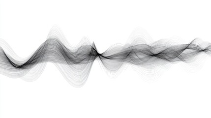 Poster - Abstract flowing lines wave pattern. Black thin curves on white backdrop. Minimalist design element for modern visuals backgrounds banners posters.