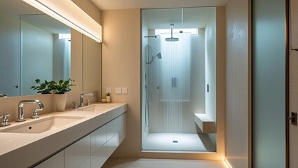 Wall Mural - modern bathroom interior with shower