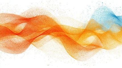 Poster - Abstract orange and blue particle wave pattern on white background. Suitable for presentations, websites, banners, posters or social media posts.
