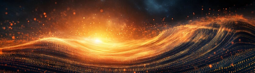 Poster - A stunning digital representation of waves of light and energy, showcasing a dynamic interplay of colors and patterns, evoking a sense of motion and innovation in technology.