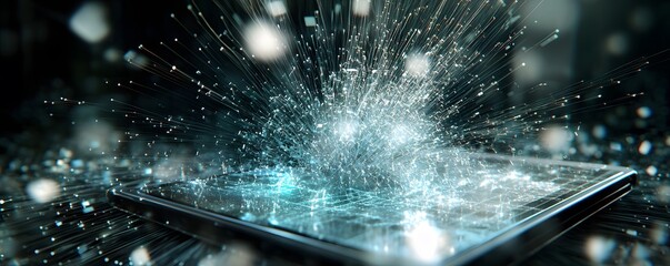 Poster - A stunning visual of water splashing against a reflective surface, creating a dynamic and captivating scene