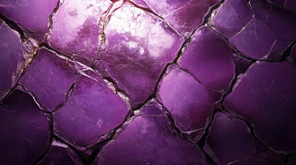 Wall Mural - Cracked deep purple glass texture with glossy and rough surfaces