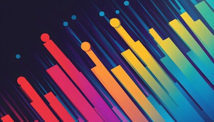 Poster - A vibrant digital abstract design featuring colorful vertical bars against a dark background, ideal for modern presentations or creative projects.