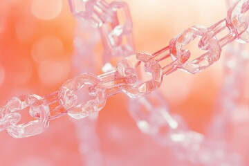 Wall Mural - Glass chain links, peach background, blurred.