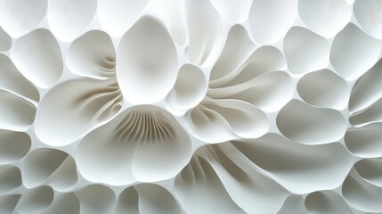 Fototapete - Intricate white organic structure with porous and flowing forms. Ideal for abstract backgrounds, futuristic architecture, or bio-inspired designs.