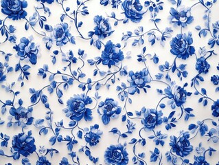 Wall Mural - Blue floral wallpaper