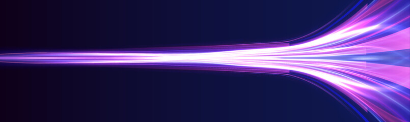 Poster - Low-poly construction of fine lines. Vector art of dynamic light motion, light trail, high speed effect, traffic motion. Expressway, the effect of car headlights.	