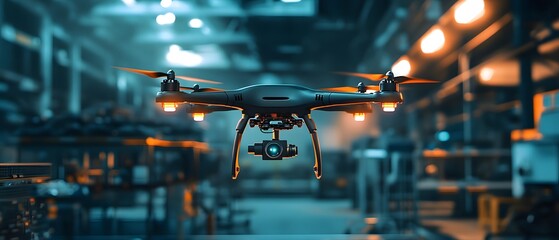 Poster - a high-tech drone captures the essence of modern industry, showcasing advanced technology in a vibra