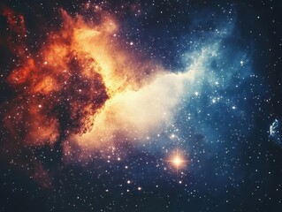 Wall Mural - breathtaking deep space galaxy scene with vibrant colorful nebula clouds and sparkling stars in cosm