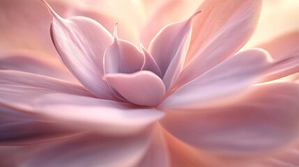 Wall Mural - Closeup Pastel Pink Succulent Flower Petals Soft Light Macro Photography