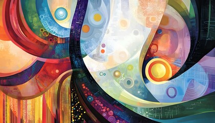 Poster - An abstract and vibrant digital artwork featuring swirling colors and shapes, embodying creativity and imagination. Ideal for backgrounds, advertisements, or artistic projects.